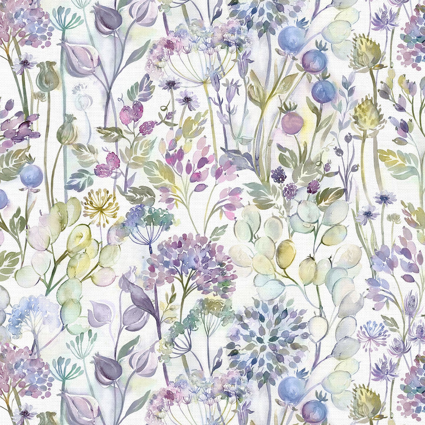 Country Hedgerow 145Cm Ann Fabric Metre - Lilac/Cream