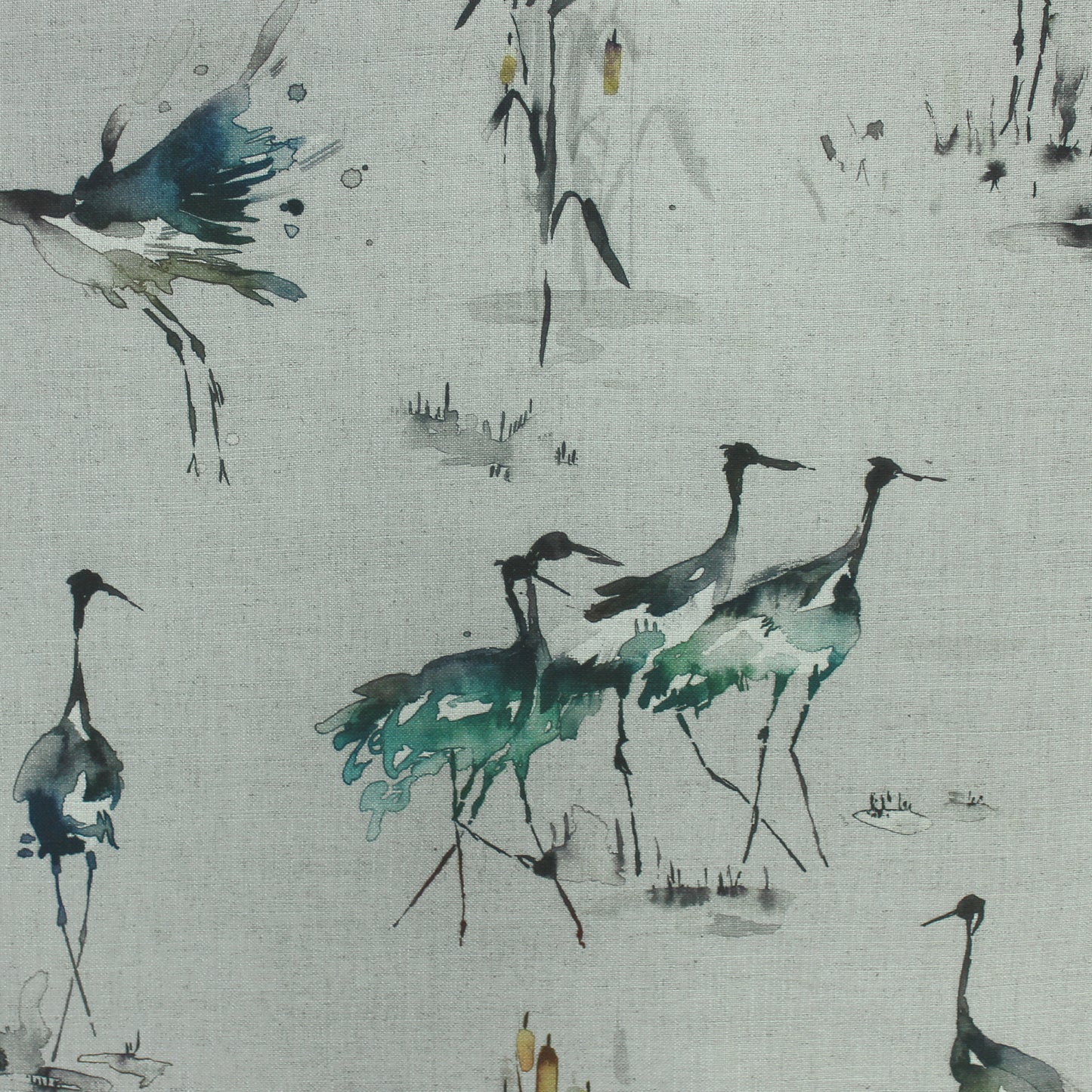 Cranes Linen 138Cm Hamish Fabric - Cobalt Sample