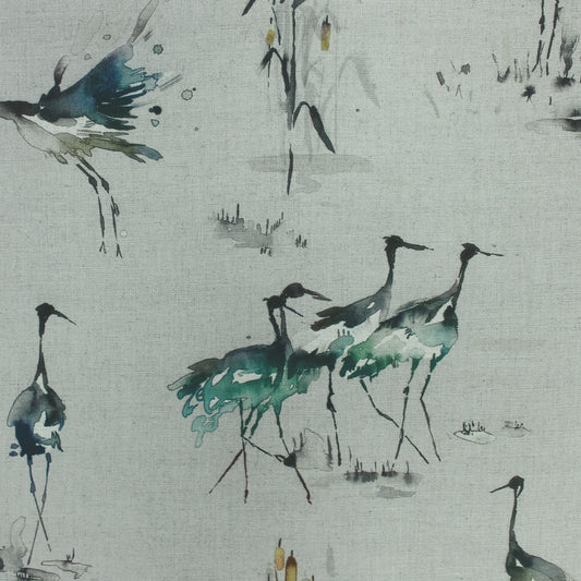 Cranes Linen 138Cm Hamish Fabric - Cobalt Sample