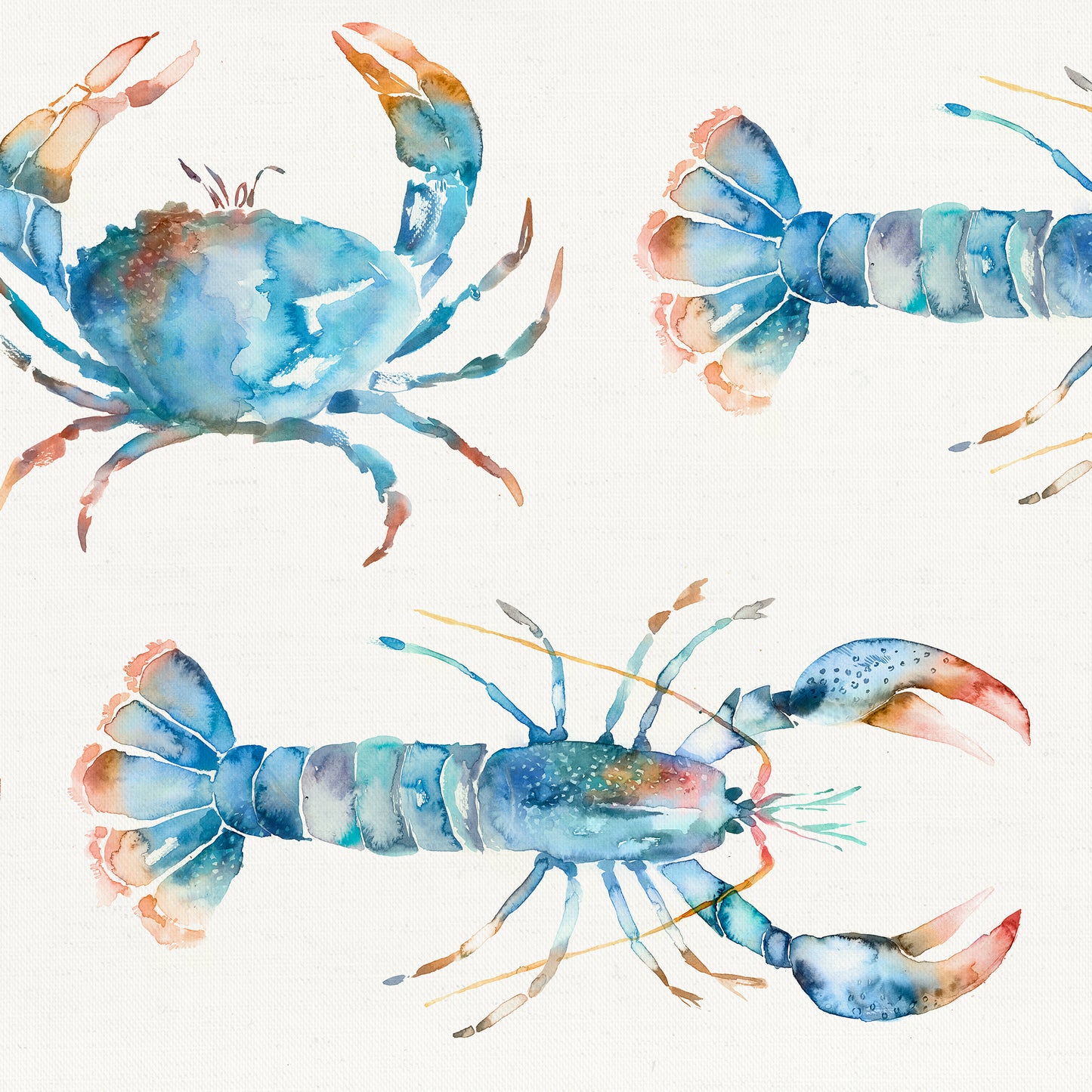Crustaceans 147Cm Helena Fabric Metre - Cobalt