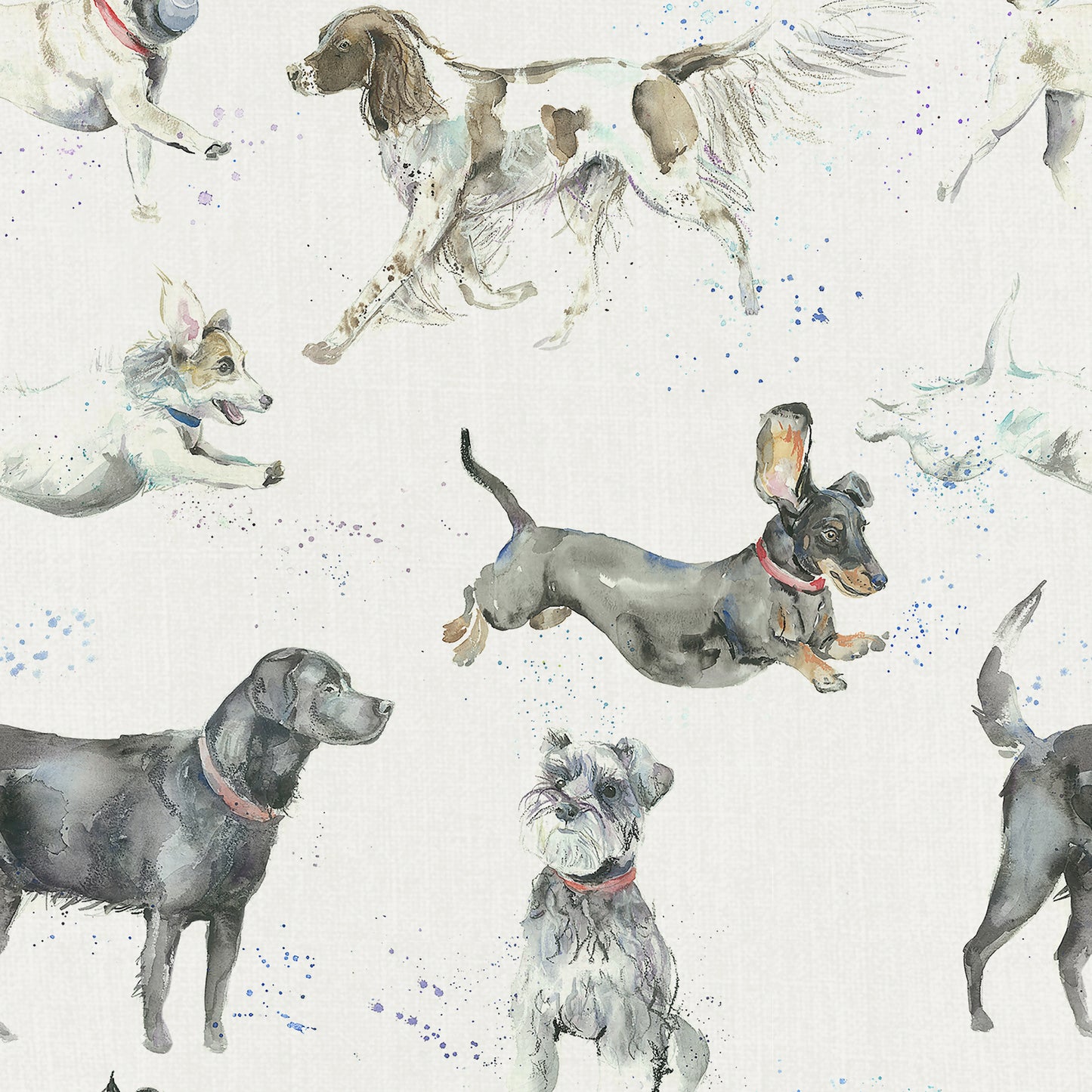 Dashing Dogs 150Cm Oil Cloth Metre - Linen
