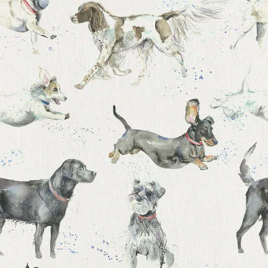 Dashing Dogs 150Cm Oil Cloth Metre - Linen