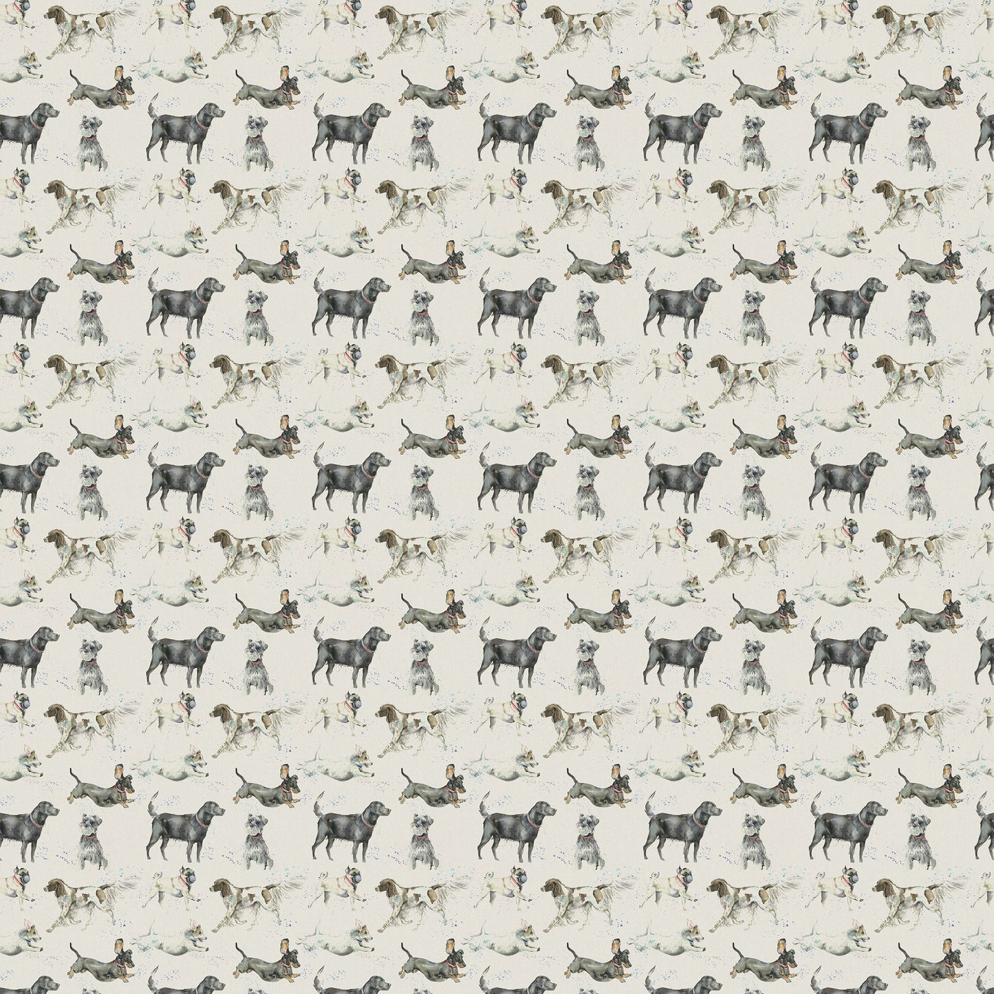 Dashing Dogs 150Cm Oil Cloth Metre - Linen