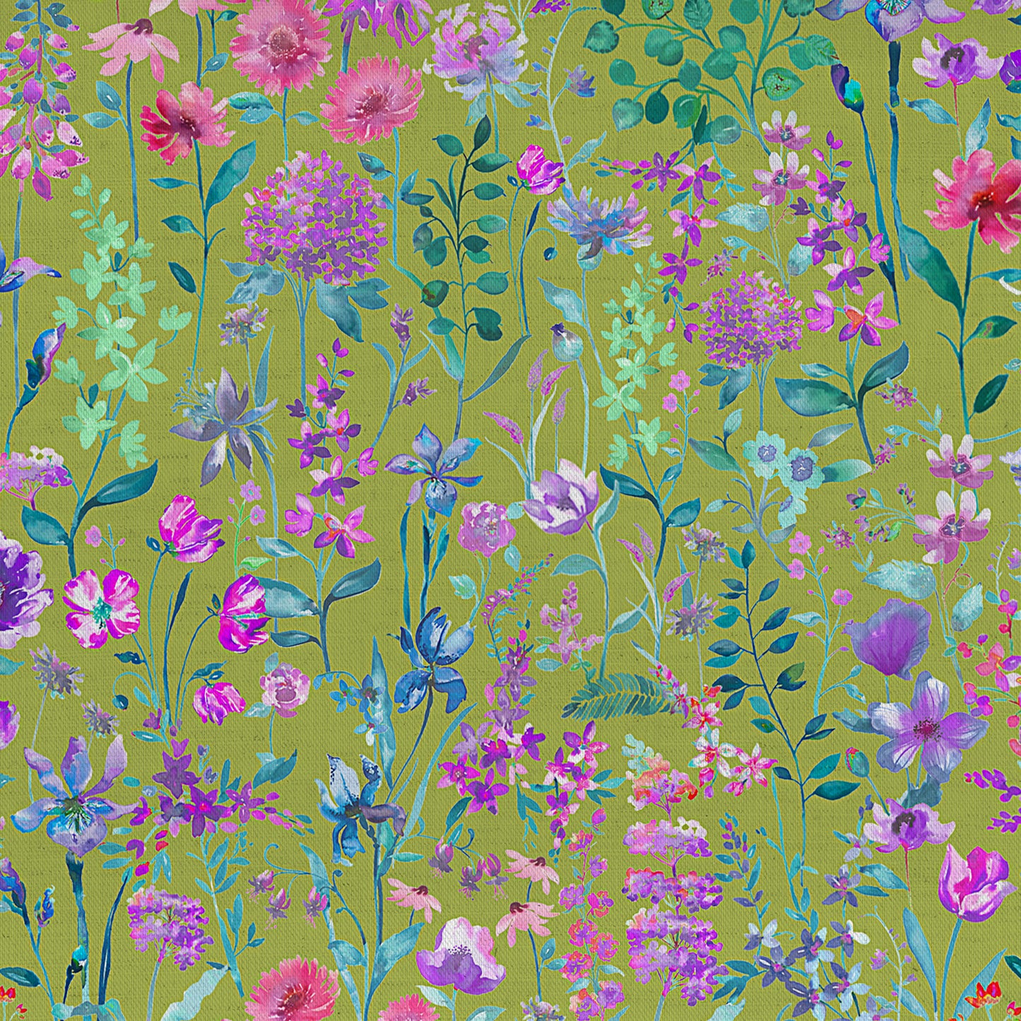 Prado De Flores Fine Lawn Cotton 160Cm Dress Fabric Metre - Violet Lime