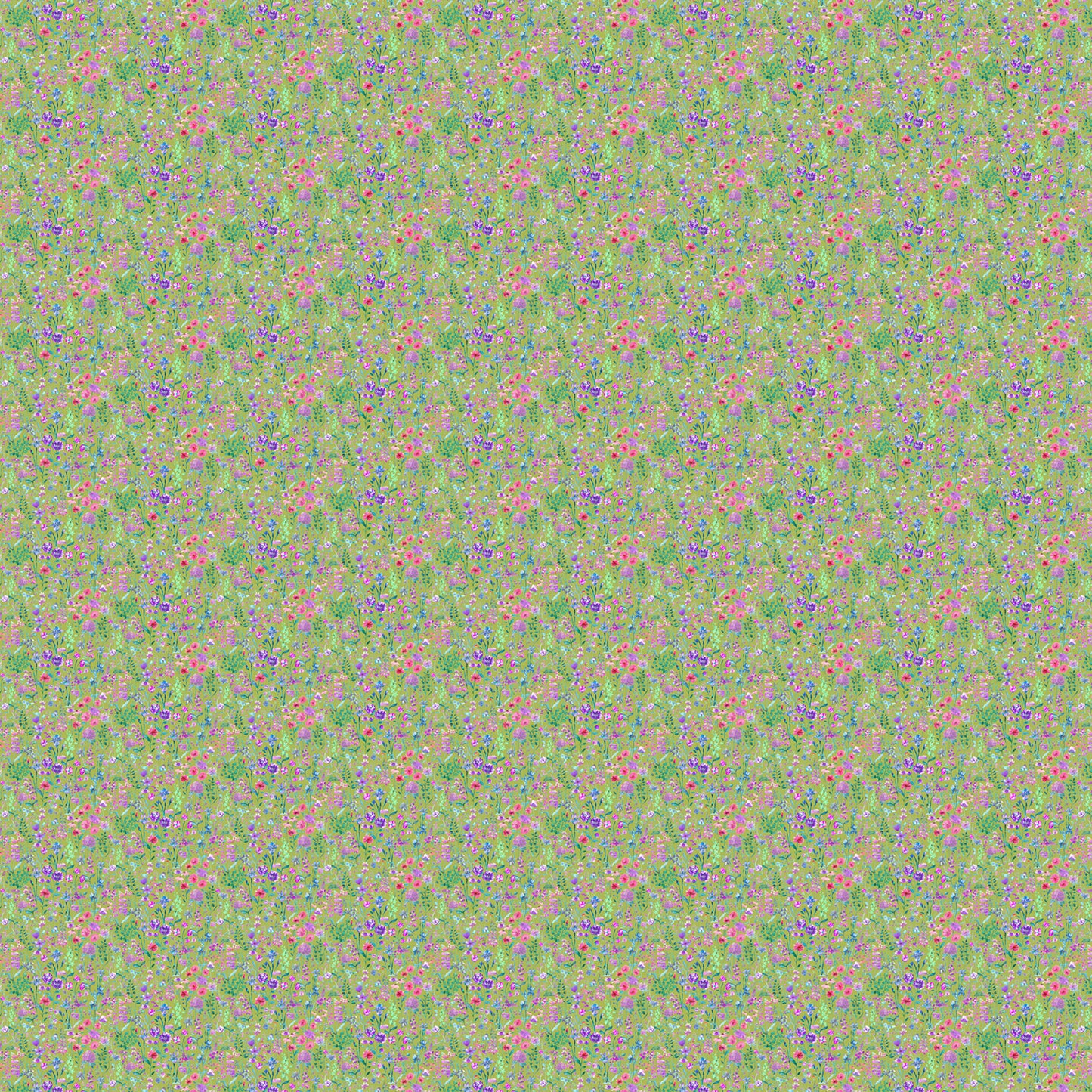 Prado De Flores Fine Lawn Cotton 160Cm Dress Fabric Metre - Violet Lime