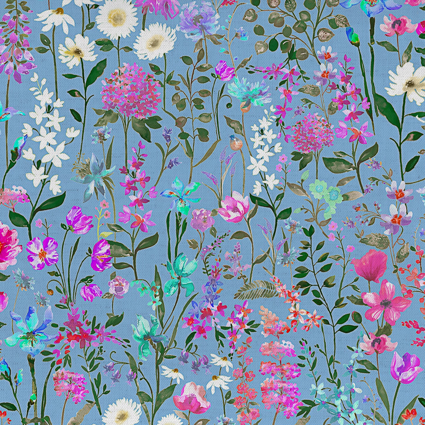 Prado De Flores Fine Lawn Cotton 160Cm Dress Fabric Metre - Primrose Sky