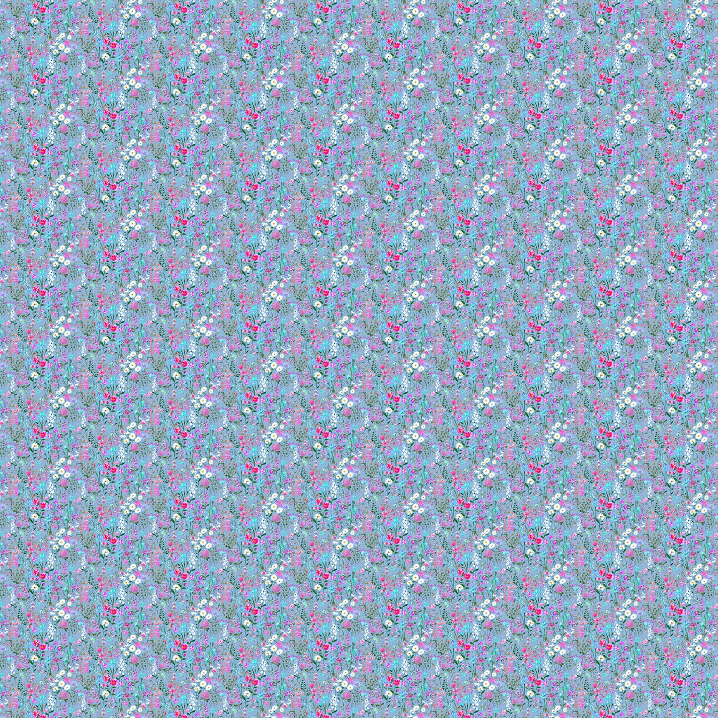 Prado De Flores Fine Lawn Cotton 160Cm Dress Fabric Metre - Primrose Sky