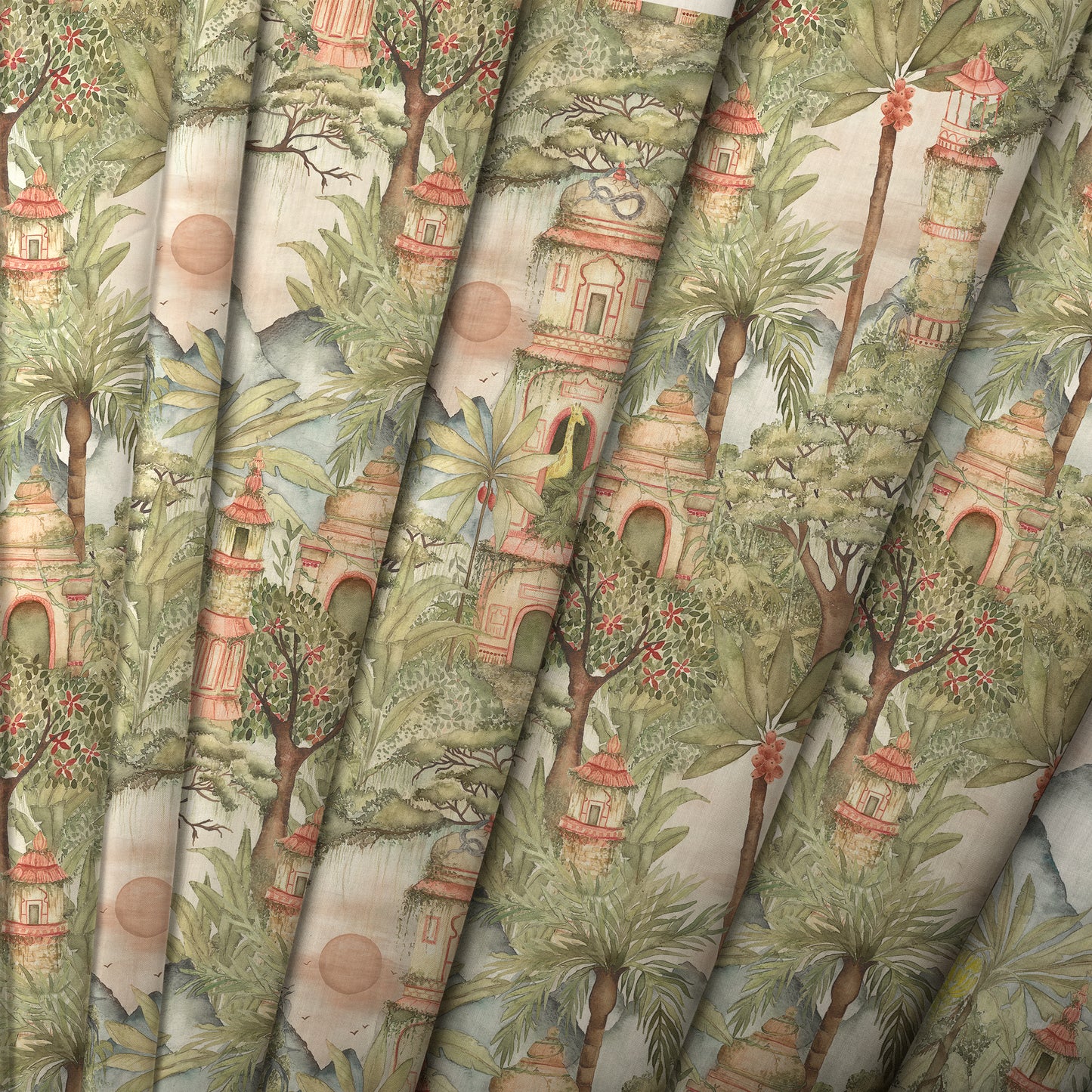 Eden Ruins 140M Fabric Sample Green
