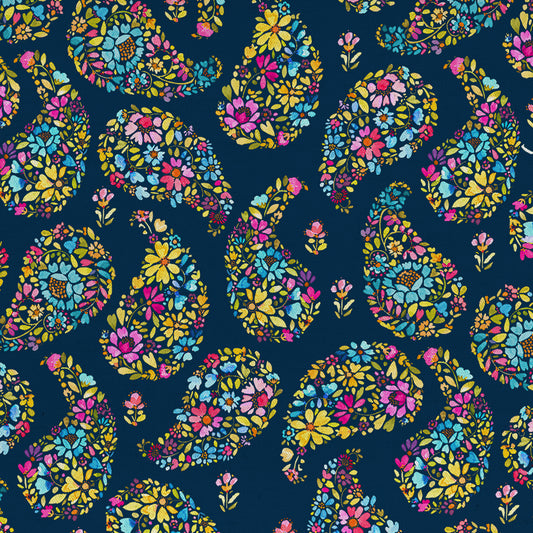 Rafiya Fine Lawn Cotton 160Cm Dress Fabric Metre - Summer Navy