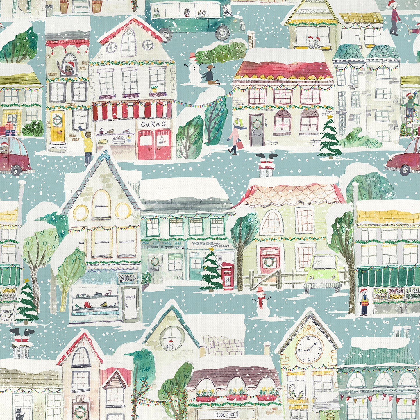 Festive Lane Robins Egg Oil Cloth Metre