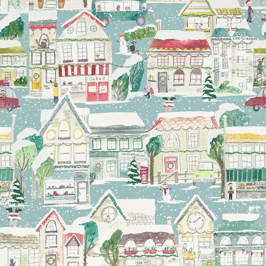 Festive Lane Robins Egg Oil Cloth Metre
