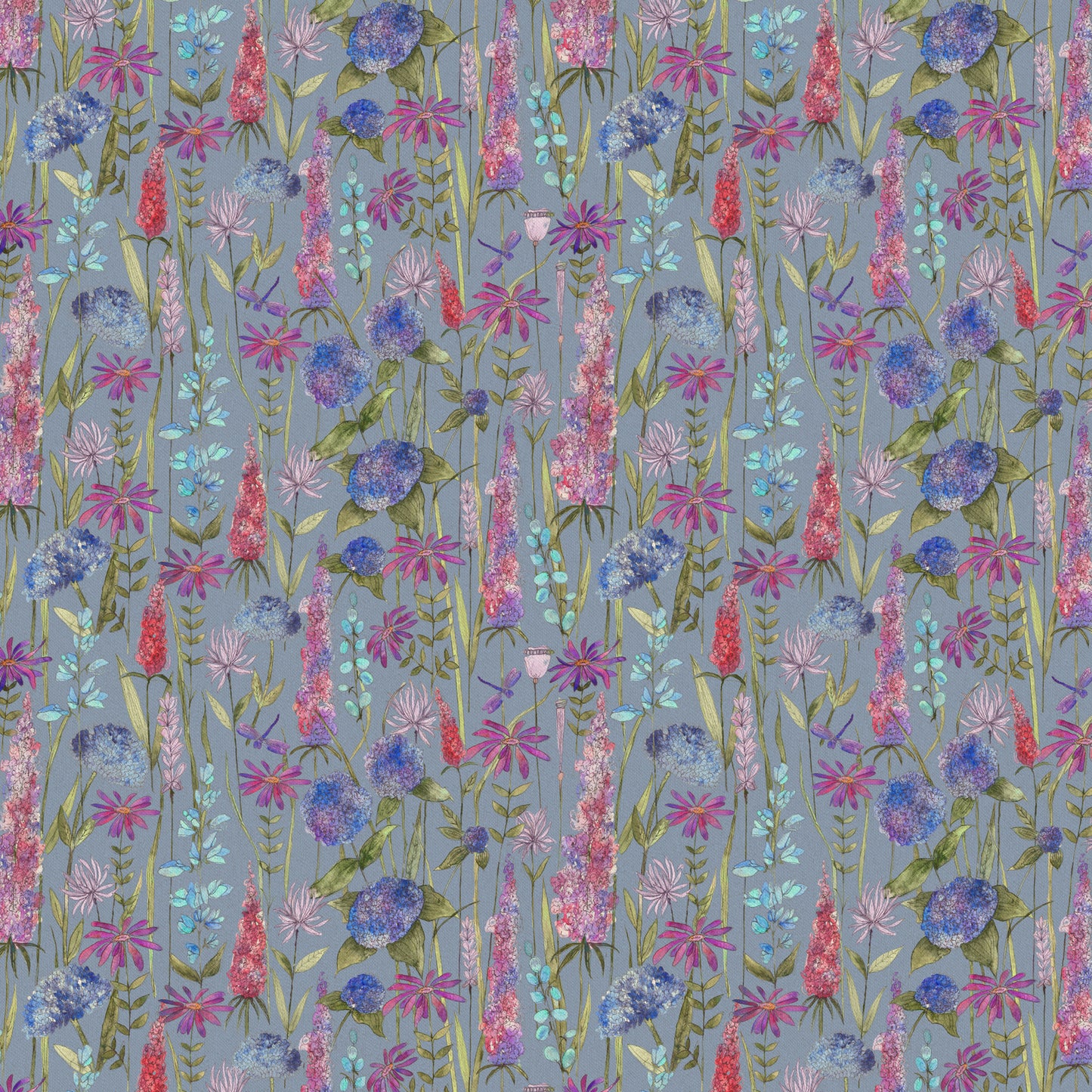 Florabunda Linen 145Cm Fabric Metre - Bluebell Linen