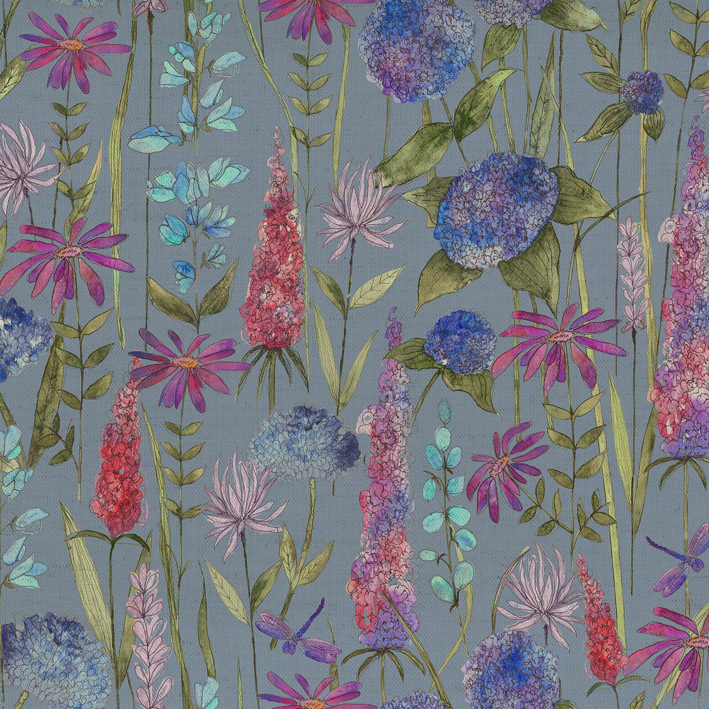 Florabunda Linen 145Cm Fabric - Bluebell Linen Sample