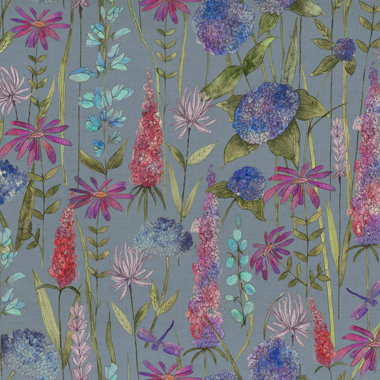 Florabunda Linen 145Cm Fabric - Bluebell Linen Sample