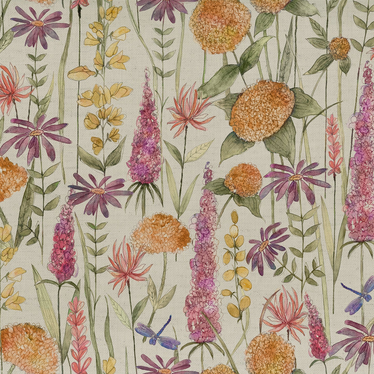 Florabunda Linen 145Cm Fabric Metre - Russet