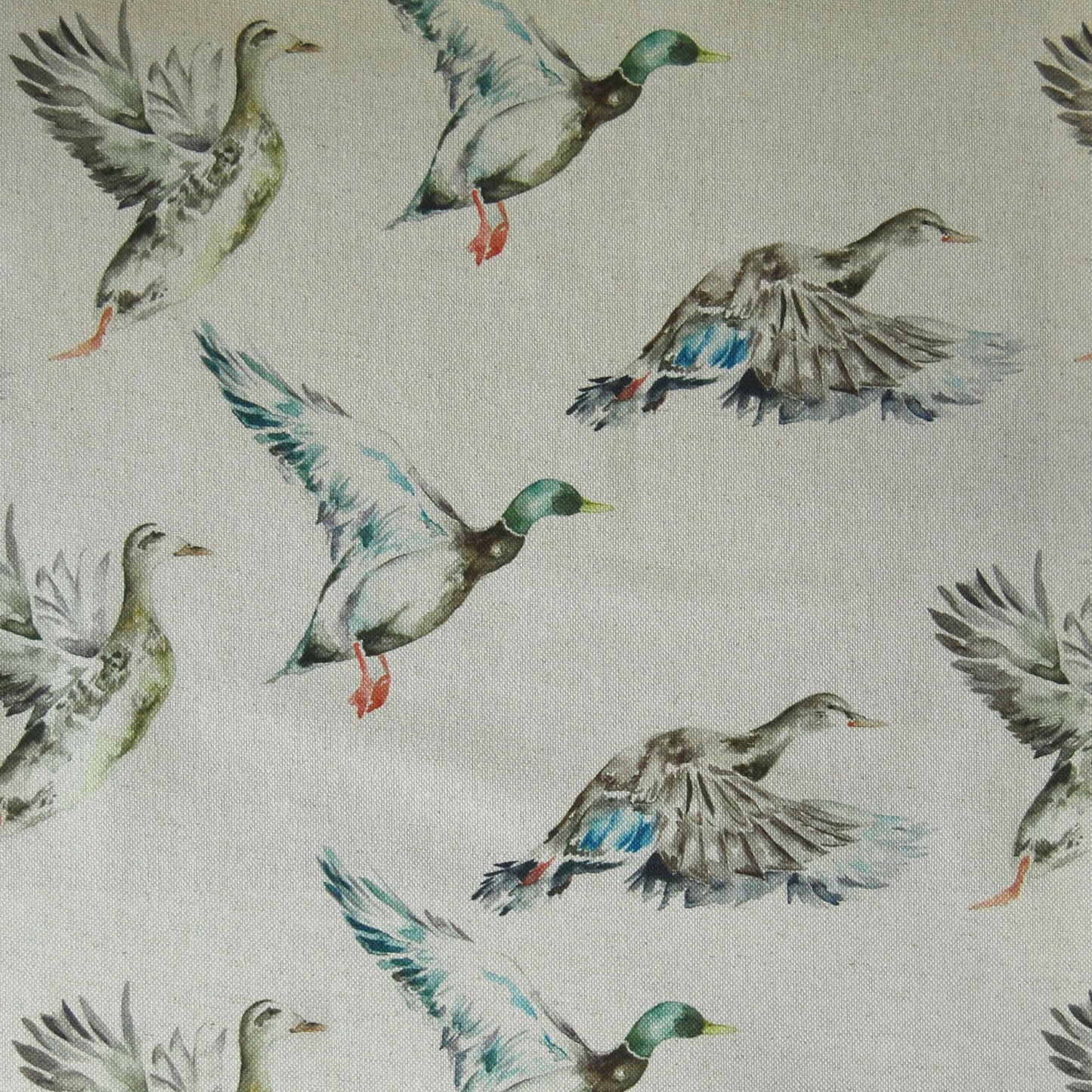 Flying Ducks 140Cm Sasha Linen Fabric - Linen Sample