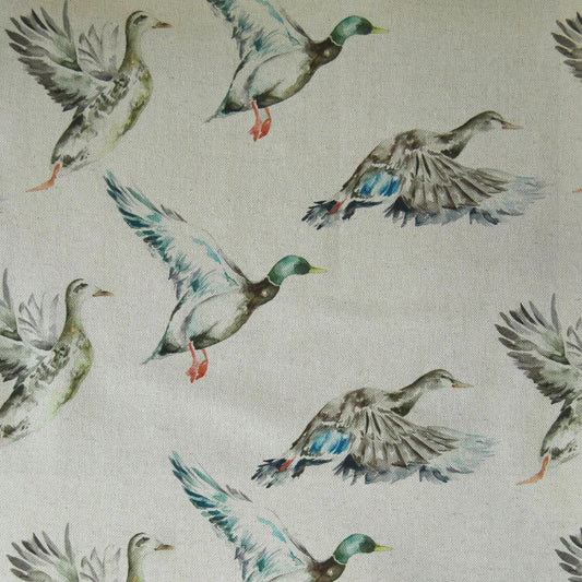 Flying Ducks 140Cm Sasha Linen Fabric - Linen Sample