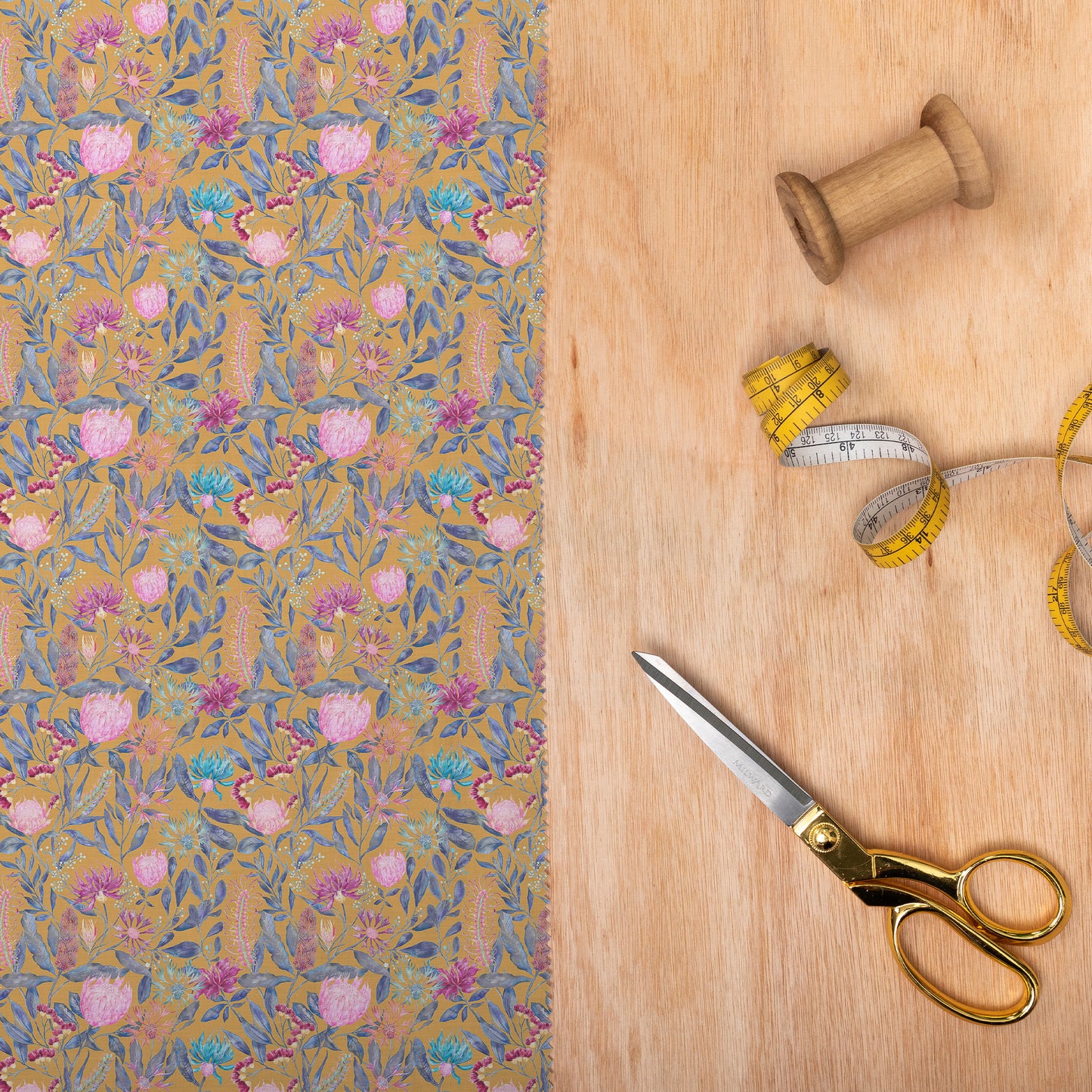Fortazela Fine Lawn Cotton 160Cm Dress Fabric Metre - Gold