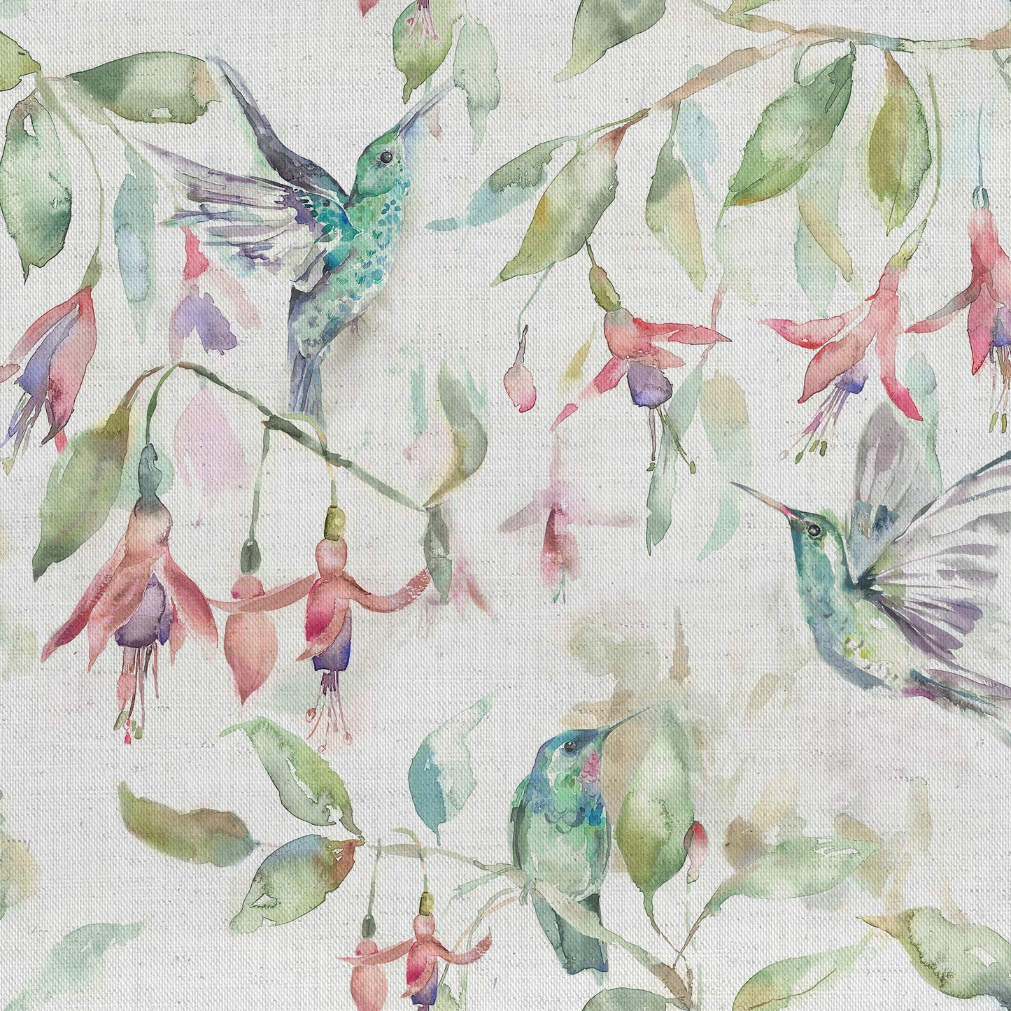 Fuchsia Flight 145Cm Ann Fabric - Cream Sample