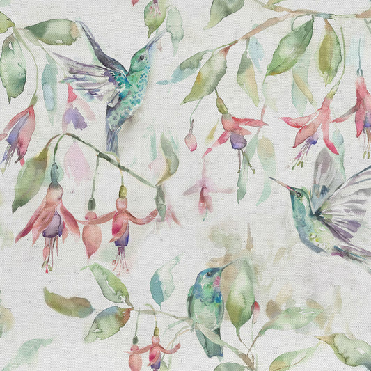 Fuchsia Flight 145Cm Ann Fabric - Cream Sample