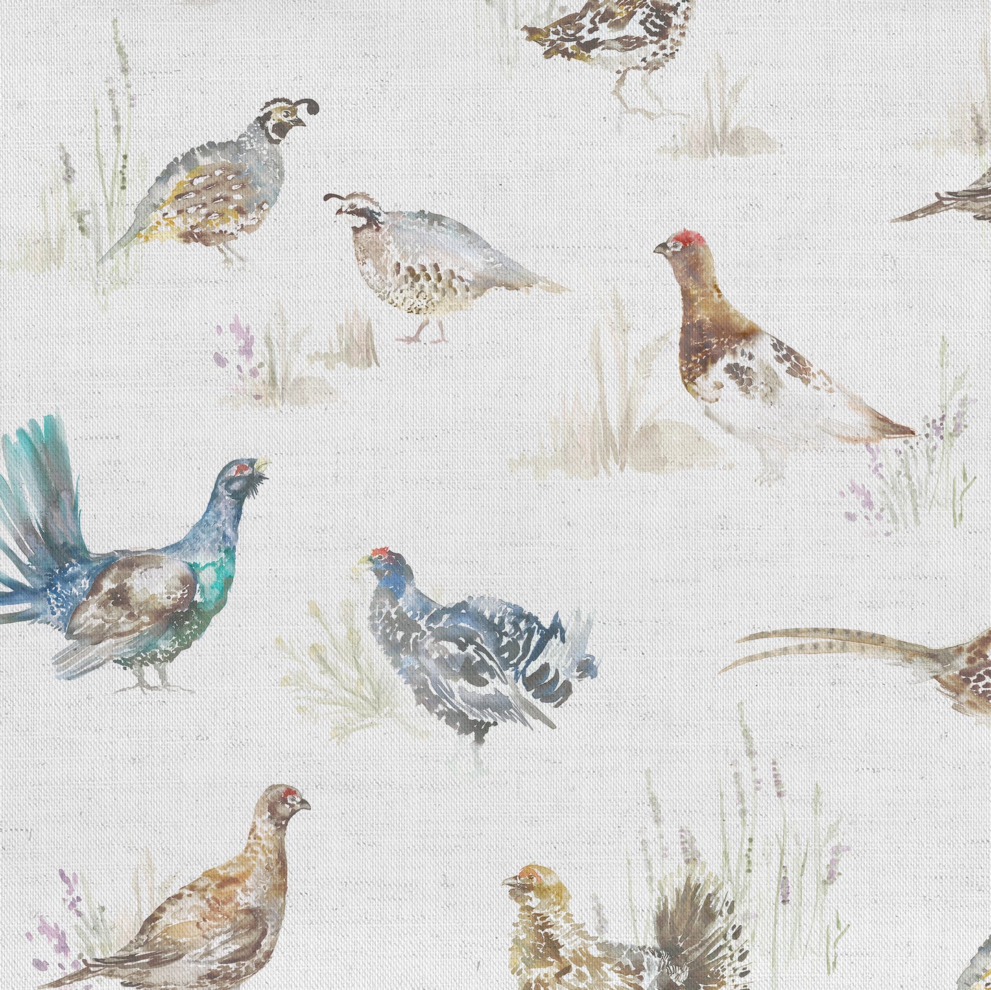 Game Birds 140Cm Sasha White Fabric - Cream Sample
