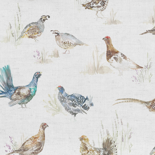 Game Birds 140Cm Sasha White Fabric - Cream Sample