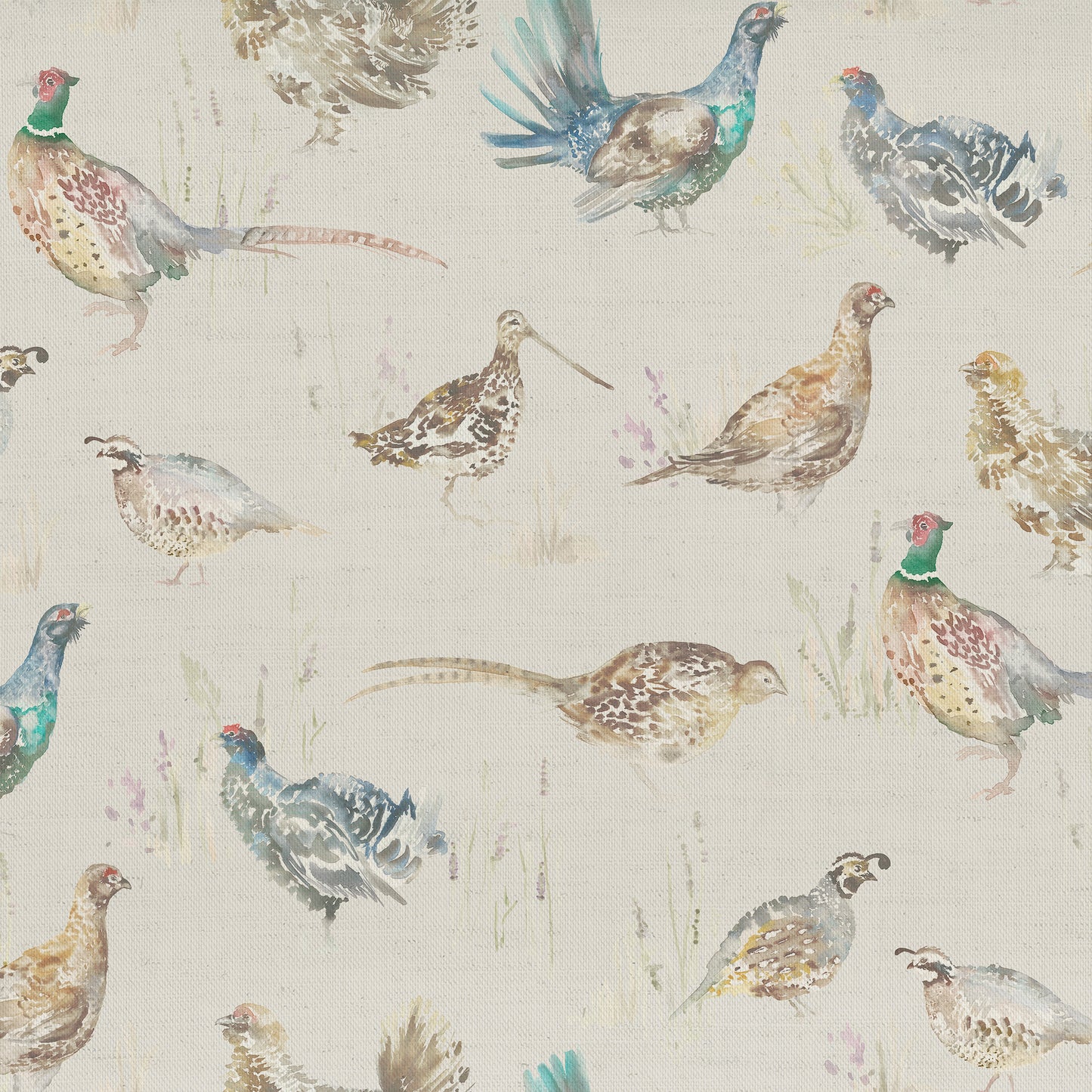 Game Birds 140Cm Sasha Linen Fabric - Mini Sample