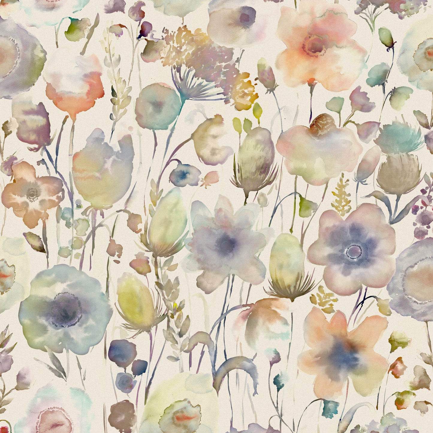 Gospiana Linen 145Cm Fiona Fabric Metre - Coral/Cloud