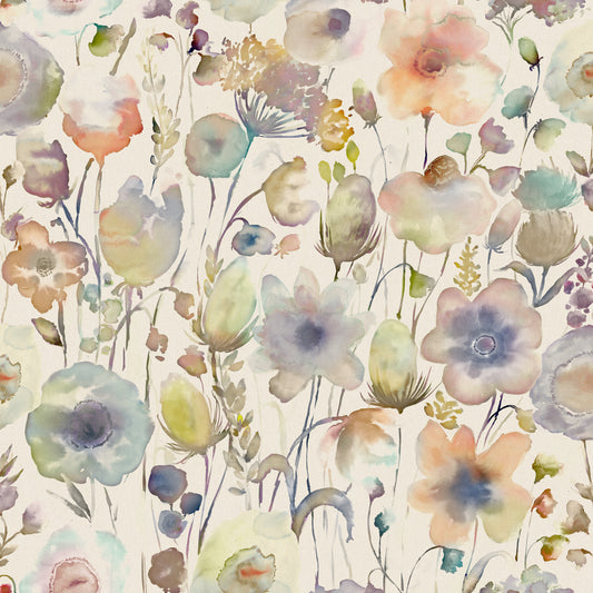 Gospiana Linen 145Cm Fiona Fabric Metre - Coral/Cloud