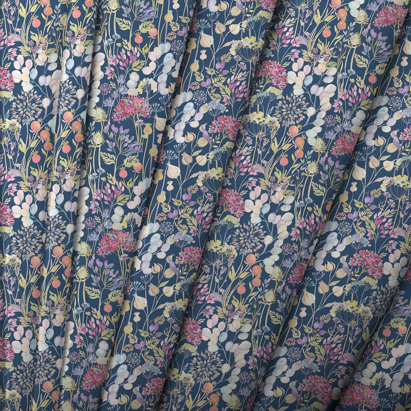 Hedgerow Fine Lawn Cotton 160Cm Dress Fabric Metre - Navy