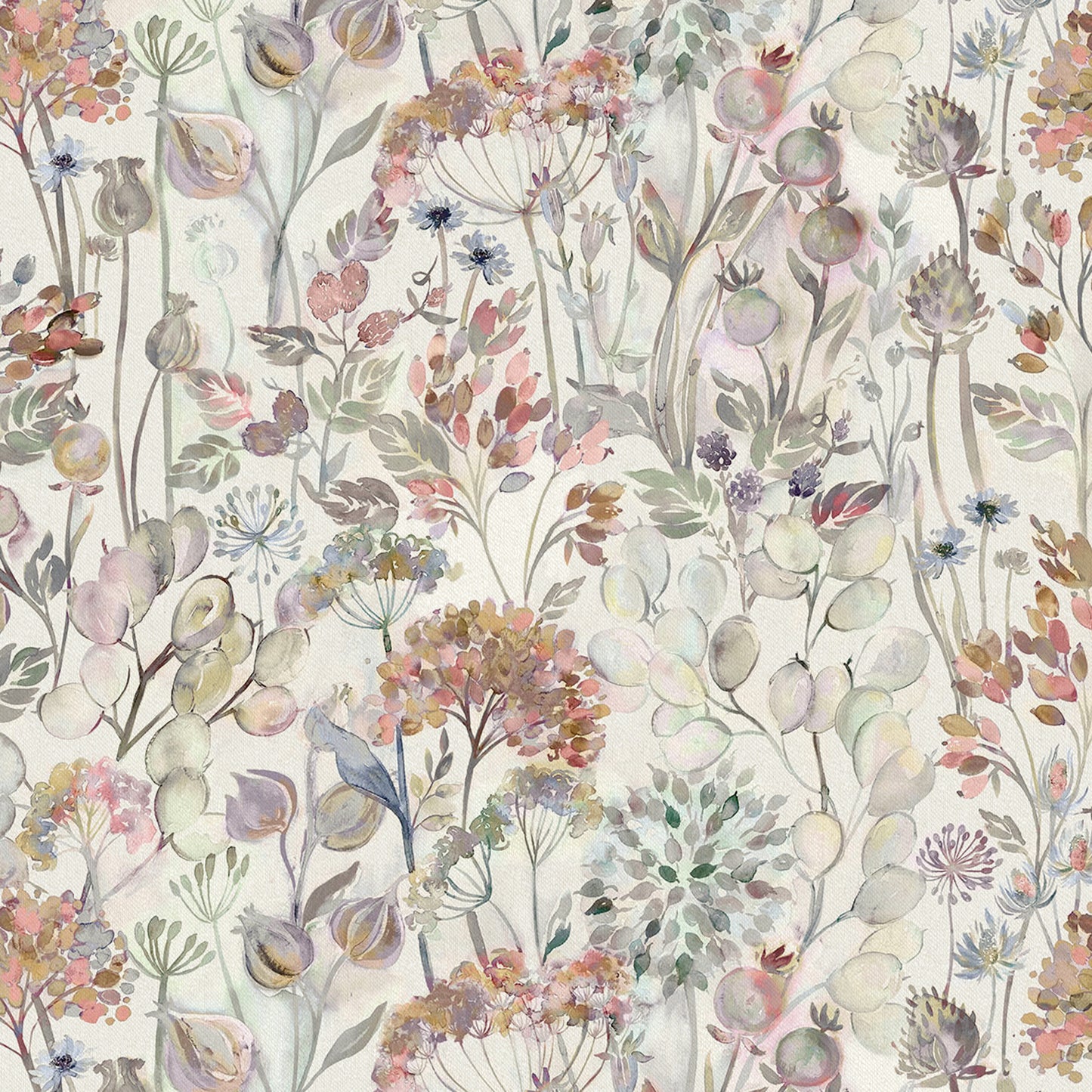Country Hedgerow Linen 145Cm Fiona Fabric Metre - Dusk/Linen