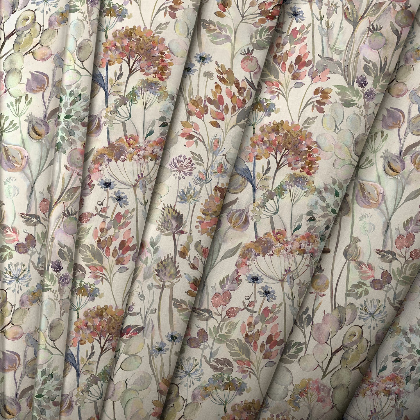 Country Hedgerow Linen 145Cm Fiona Fabric Metre - Dusk/Linen