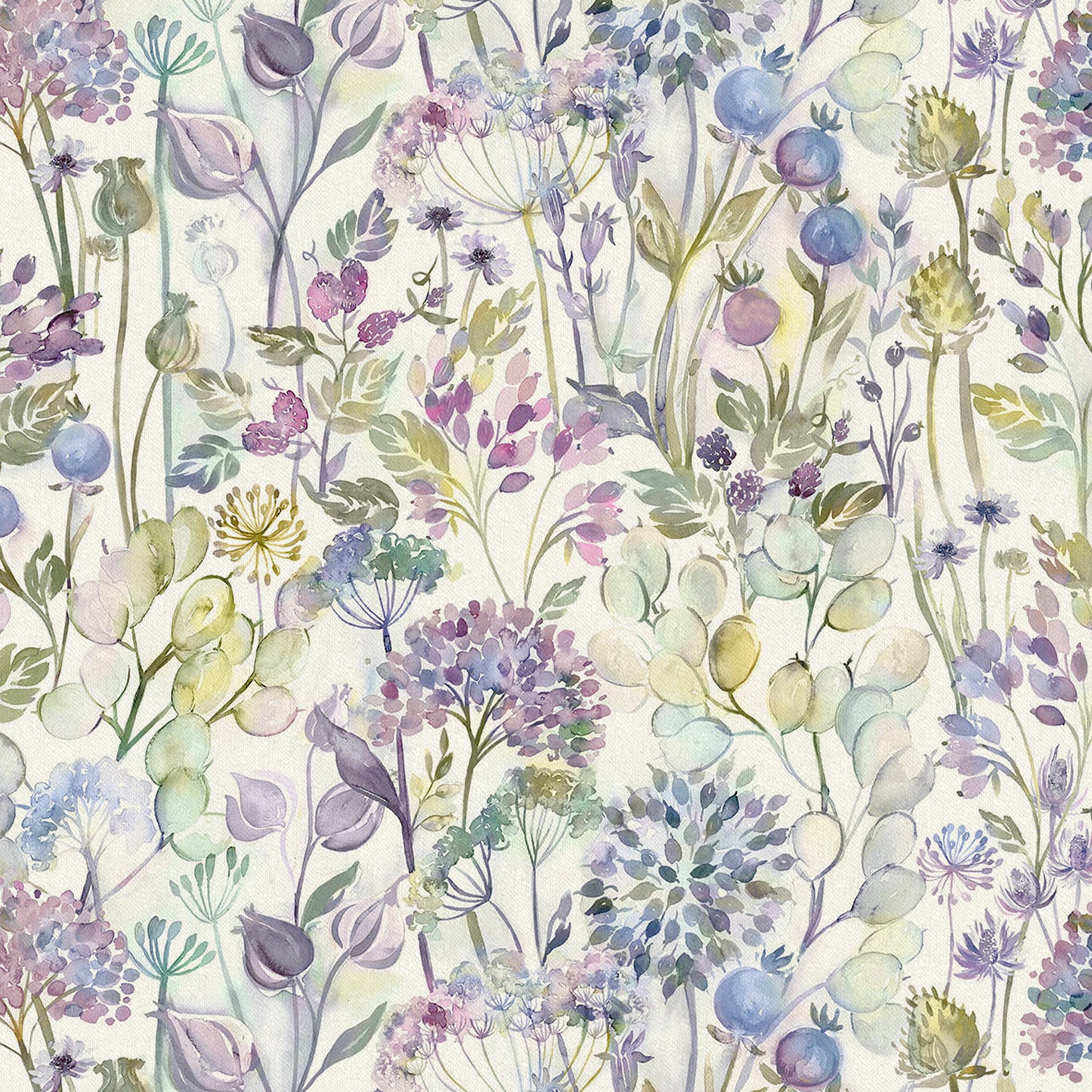 Country Hedgerow Linen 145Cm Fiona Fabric - Lilac/Linen Sample