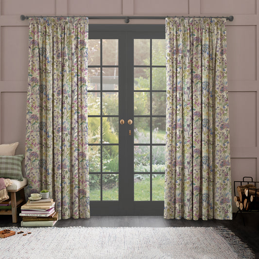 Country Hedgerow Linen 145Cm Fiona Fabric - Lilac/Linen Sample