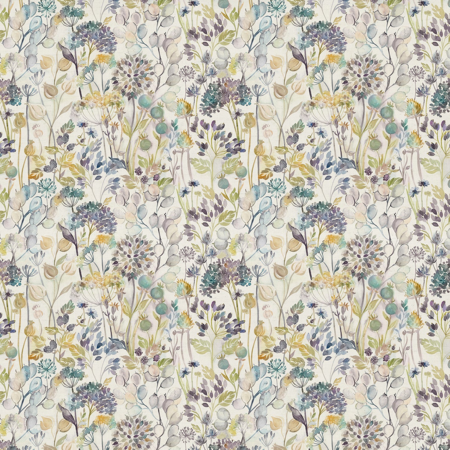 Country Hedgerow Linen 145Cm Fiona Fabric Metre - Sky/Linen