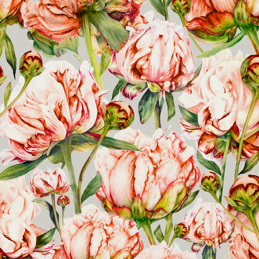 Heligan 145Cm Fabric - Coral Silver Sample