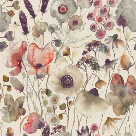 Hibbertia Linen 145Cm Fiona Fabric - Boysenberry Sample