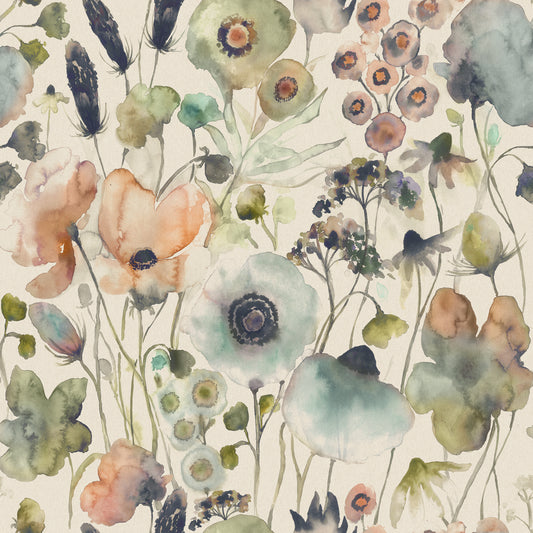 Hibbertia Linen 145Cm Fiona Fabric - Coral/Cloud Sample