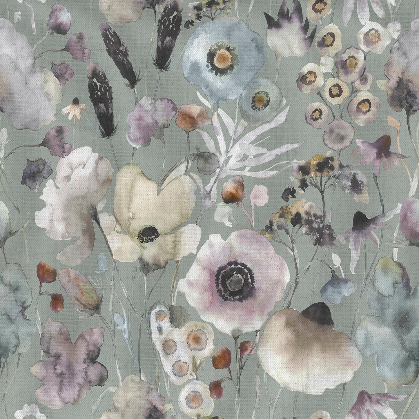 Hibbertia 145Cm Ann Fabric Metre - Haze/Sage