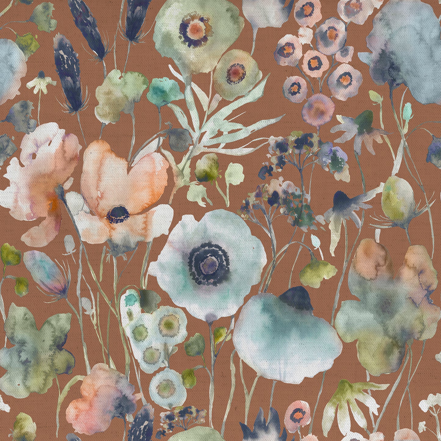 Hibbertia 145Cm Ann Fabric Metre - Coral/Cloud/Terracotta