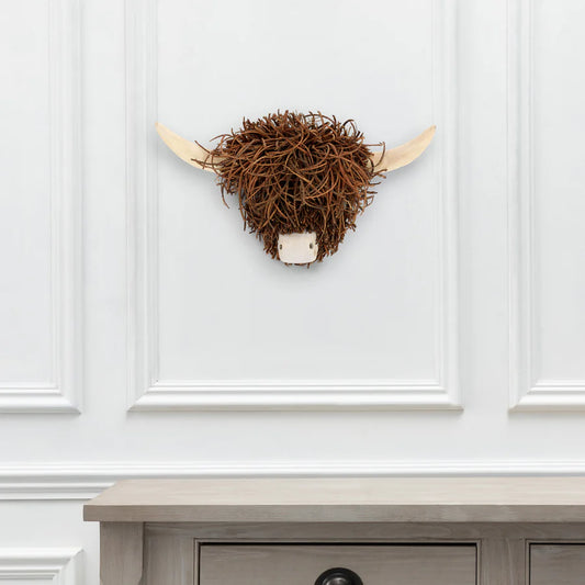 Hewie Highland Cow Wooden Sculpture - Brown