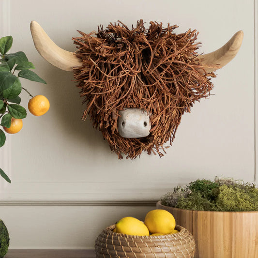 Hewie Highland Cow Wooden Sculpture - Brown