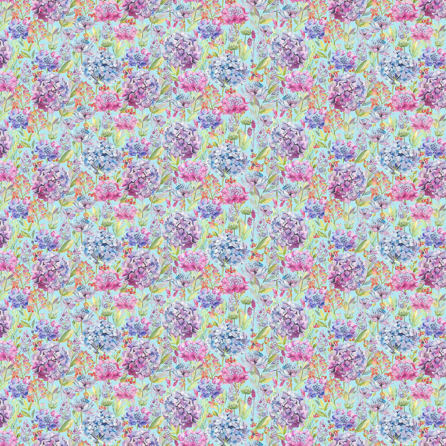 Hydrangea Crafting Cotton 152Cm Dress Fabric Metre - Aqua