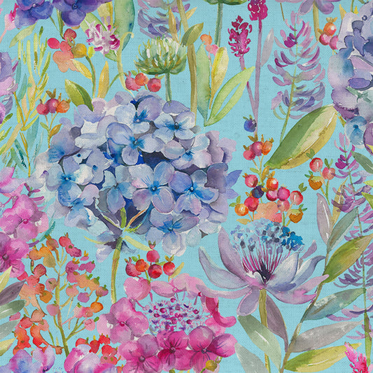 Hydrangea Crafting Cotton 152Cm Dress Fabric - Aqua Sample