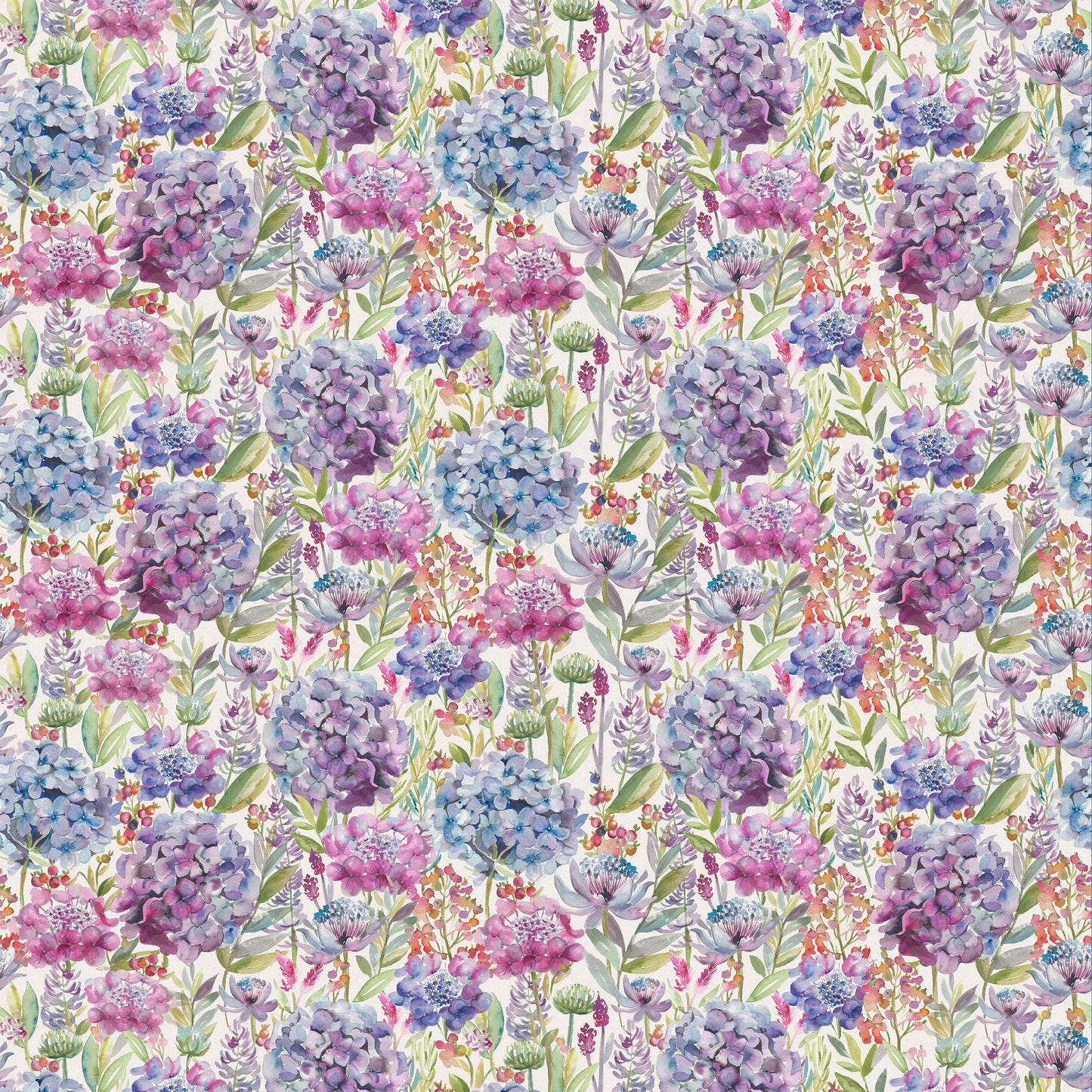 Hydrangea 140Cm Sasha White Fabric - Grape Sample