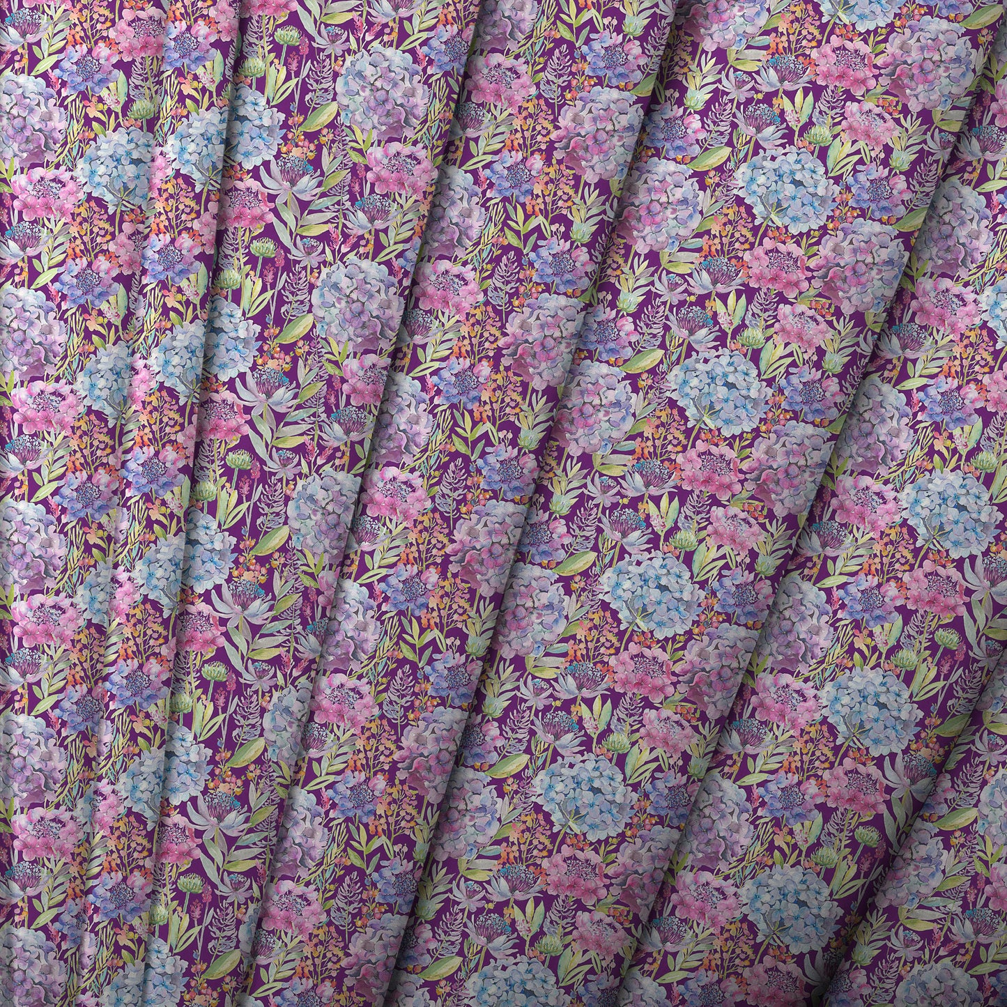 Hydrangea Cotton Poplin 152Cm Dress Fabric - Plum Sample