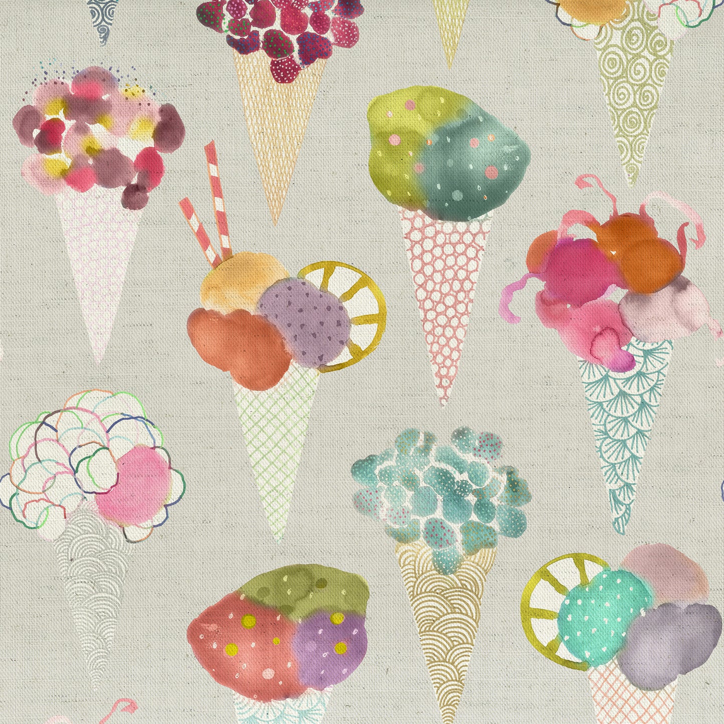 Ice Cream Mini Pastels Oil Cloth Sample