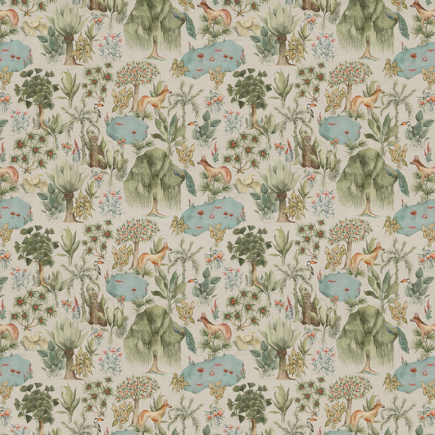Jungle Serene 140M Fabric Metre Green