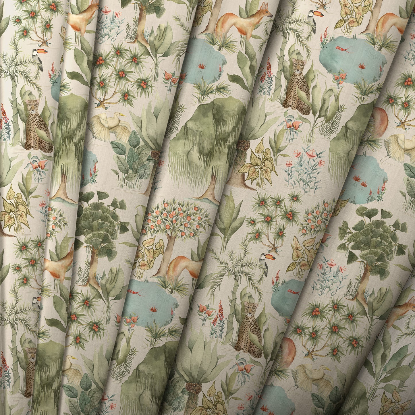 Jungle Serene 140M Fabric Sample Green