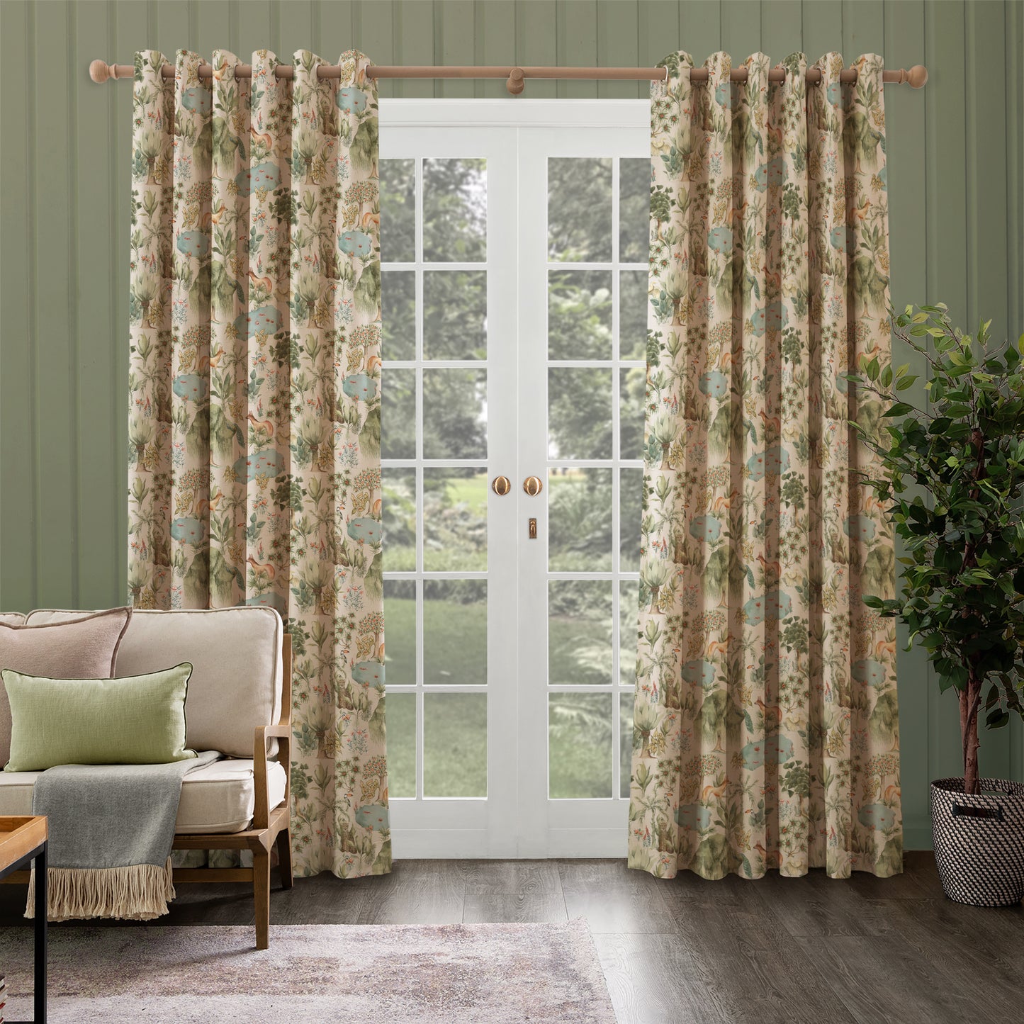 Jungle Serene 140M Fabric Metre Green